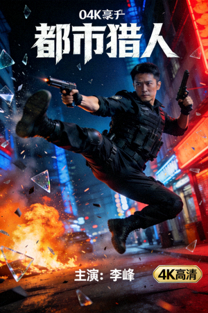 动作电影《都市猎人》4K高清封面，主演李峰